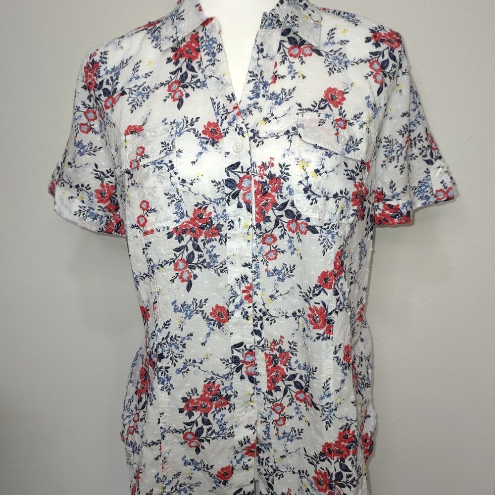 Karen Scott Cotton Camp Shirt Petite L